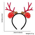 Cerchietto natalizio con corna di renna rosse, orecchie a pois e decoro a pinguino - Cerchietto Corna di Renna Rosse Pupazzo di Neve