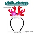 Cerchietto corna di renna di Natale con LED in velluto rosso e piume bianche, 23 cm - Stile Corna di Velluto Rosso (圣诞发光发箍-02)