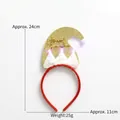 Cerchietto natalizio rosso luminoso con cappello di Babbo Natale dorato e luce a LED - Stile Cappello di Babbo Natale con Paillettes Dorate (圣诞发光发箍-03)
