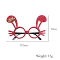 Occhiali di Natale con lettere dorate, orecchie di renna e glitter rossi decorativi - Orecchie di Coniglio Rosso