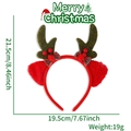 Christmas reindeer antler headband with plaid bow and red pom-poms, 21.5cm height - Red Antler With Bow And Bell