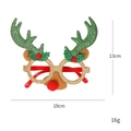 Christmas reindeer glasses frame with green glitter antlers and red bow size 19x13cm - Gold Frame Green Long Antlers