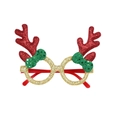 Kerstbril met rode glittergeweien en groene paillettenstrikjes voor feestversiering - Rood Gewei + Groene Strik