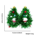 Christmas tree glasses with green sequins and gold stars, 14.5x16.5cm holiday accessory - Green Tinsel Christmas Tree