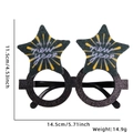 Green glitter star New Year glasses with Happy New Year text for party costume props - Star Fireworks Style