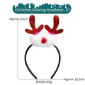 LED Christmas headband with red sequin reindeer antlers and soft white feather details - Christmas Headband-07 (Red Sequin Antlers with Pompom)