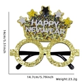Golden glitter Happy New Year crown glasses with stars and party size dimensions - Star Golden Crown Style