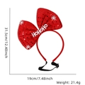 Christmas pet headband featuring a large red sequin bow with snowflakes and HOHOHO text - HOHOHO Sequin Bow