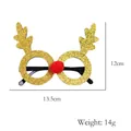 Golden reindeer antlers Christmas party glasses with red pom pom nose, 13.5x12cm size - Gold Reindeer Antlers Glasses