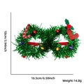 Christmas tinsel glasses with red candy canes and festive stockings for holiday parties - Green Tinsel Wreath