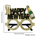 Glittering Happy New Year glasses frame with champagne bottle and cup details - Beer Goblet Letter Style