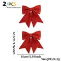 Set di due fiocchi natalizi rossi glitterati con paillettes per l'albero di Natale - Rosso