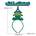 Green light-up Christmas tree headband with Merry Christmas text and red pom-poms - Christmas Headband-10 (Green Glitter Xmas Tree)