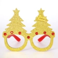 Golden glitter Christmas tree glasses with red rhinestones and Merry Christmas text - Gold Christmas Tree Style