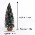 Mini albero di Natale innevato da 20 cm con palline colorate e base in legno - Albero di Natale Floccato da 20CM con Perline