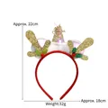 LED Christmas headband with gold reindeer antlers and Merry Christmas party hat ornament - Christmas Headband-11 (Gold Sequin Antler Xmas Hat)