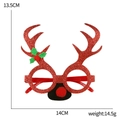 Sparkly red reindeer Christmas glasses frames with holly leaves and pom-pom nose - Reindeer Antler Red