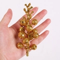 Sparkling gold Christmas berry picks with glitter and sequins for tree decoration - Gold