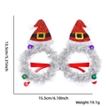 Christmas party glasses with red Santa hat design, colorful bells, and size dimensions - Silver Tinsel Santa Hat