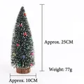 Mini albero di Natale floccato con palline colorate e base in legno, altezza 25 cm - Albero di Natale Floccato da 25CM con Perline