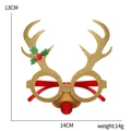 Glittery reindeer antler Christmas glasses with red nose and holly detail, 14x13cm size - Reindeer Antler Gold