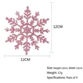 Adorno de copo de nieve rosa con purpurina para árbol de Navidad, 12cm x 12cm - 12cm / Copo de nieve rosa