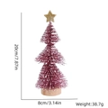 Mini pink Christmas tree decoration with faux snow, golden star top and wood base, 20cm - 20CM Red Snow Dipped