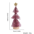 Miniature burgundy Christmas tree with white snow frost and gold star on wood base - 25CM Red Snow Dipped