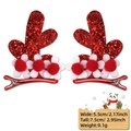 Funkelnde rote Rentier-Haarspangen mit Pailletten und Glocken für Weihnachtsfeiern - Rotes Geweih Blumen Stil