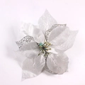 Funkelnder silberner Weihnachtsstern Kunstblume mit Netzblüten für den Weihnachtsbaum - Silber