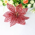Fiore di Natale artificiale rosso glitterato per decorazioni per alberi e addobbi festivi - 14cm / Rosso