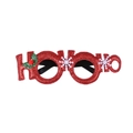 Glinsterende rode HO HO HO kerstbril met sneeuwvlokken en hulst voor kerstfeestjes - Rood HOHO