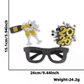 2026 black and gold glitter party glasses with champagne bottle and star motifs - 2026 Champagne Glass New Year Glasses