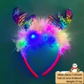 Glowing Christmas reindeer antlers headband with sequins and LED lights - Christmas Headband / Iridescent Sequin Antlers Style