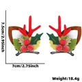 Weihnachts Rentier Geweih Haarklammern mit Glocken und Beeren, 2er Set für Kinder, 7,5cm - Mehrere Beeren Grüne Blätter Rot Geweih Stil