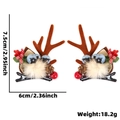 Weihnachts-Rentier-Geweih-Haarspangen mit Plüschfell roten Beeren und kleinen Zapfen - Zapfen Blume Weißes Fell Braun Geweih Stil