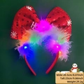 Christmas headband with red sequin bow, white feathers and colorful LED lighting - Christmas Headband / Sequin Bow HOHO Style