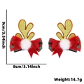 Weihnachts-Rentier-Haarspangen mit roten Schleifen und goldenem Glitzer, 2er-Set - Weiße Kugel Fliege Gold Glitzer Geweih Stil