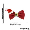 Dunkelrote Weihnachtsschleife Haarklammer mit Mini-Nikolausmütze und goldenem Glitzerkern - Weihnachtsmütze Lederfliege Stil (Einzelstück)