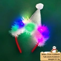 Christmas headband with silver sequined hat, white feathers and colorful LED lights - Christmas Headband / Silver Sequin Hat Style