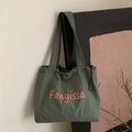 Sac fourre-tout en nylon vert armée avec lettrage orange et cordon de serrage - Vert clair