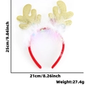LED Light-up Christmas headband featuring gold sequin reindeer antlers and white feathers - Christmas Headband / Gold Antlers Bow