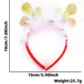Christmas LED headband with golden reindeer antlers and soft white feathers - Christmas Headband / Gold Small Antler Style
