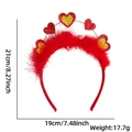 Detail of red heart headband with feathers and glitter hearts for Valentine's Day party - One Size / Heart Red Feather Headband