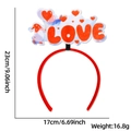 Detailed view of red Valentine's Gnome LOVE headband with dimensions 23x17cm - Love Balloon Gnome