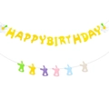 Vilt Happy Birthday banner met madeliefjes en kleurrijke konijnen slingers set - Kleurrijke Konijn Stijl (Model B)