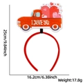 Detail view of Valentine's Day headband showing size specs and 'I LOVE YOU' truck design - Truck Heart Style