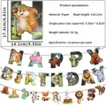 Dschungeltier Happy Birthday Papierbanner-Set mit Cartoon Löwen und Giraffen Motiven - Cartoon Alphabet Tier Banner