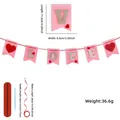 Pink felt Valentine LOVE banner set with silver glitter letters and red ribbon hanging - Heart LOVE Banner