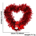 Roter Herz-Lametta-Kranz mit Liebes-Gnom-Dekoration, Abmessungen 33cm mal 33cm - Love Zwerg Herz Kranz (Kein Licht)